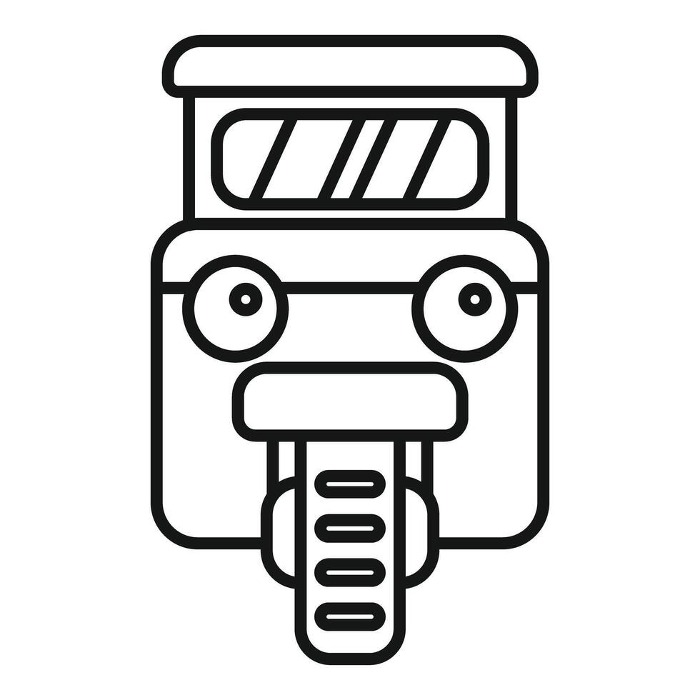 Front view of three wheeled tuk tuk taxi cab illustration vector