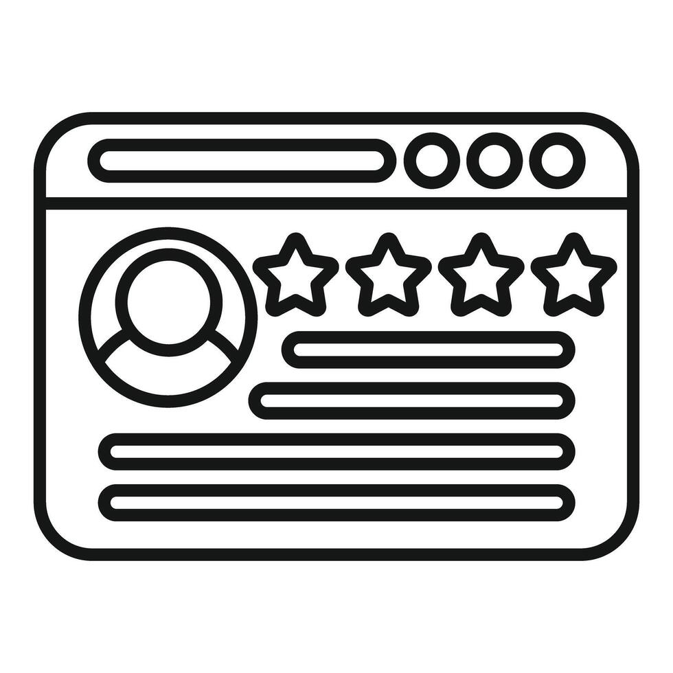 Website showing customer review with five star rating vector