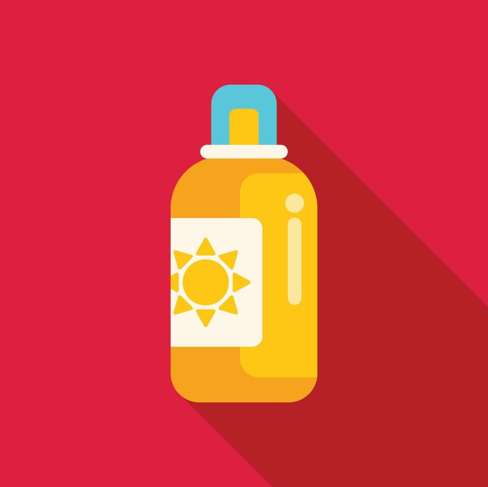 Sunscreen bottle protecting skin from sun rays vector