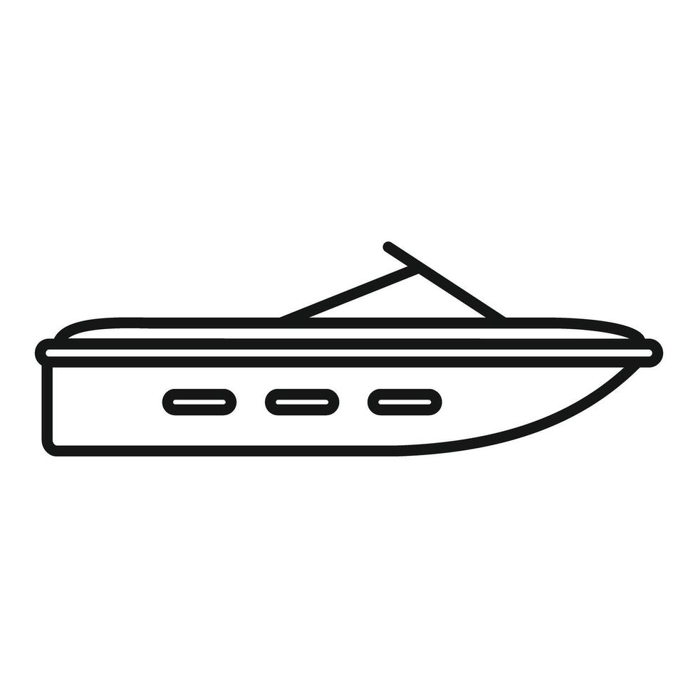 Modern motor yacht speedboat sailing on water surface minimalist line art icon vector