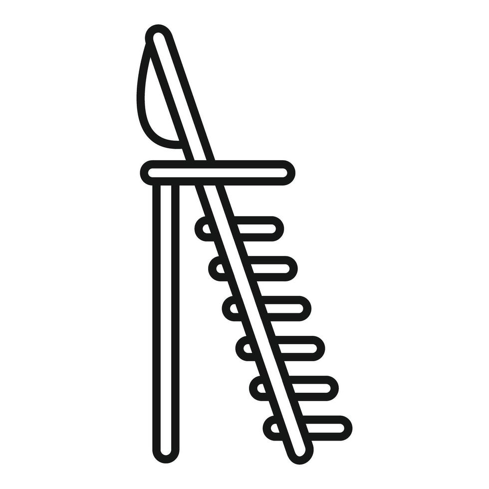 Wooden step ladder standing on white background icon outline style vector