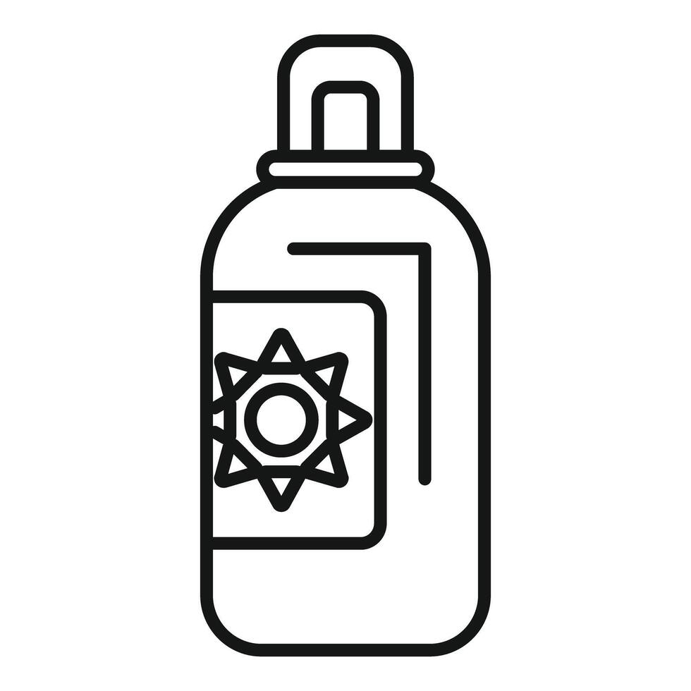 Sunscreen bottle with sun protection factor icon thin line vector