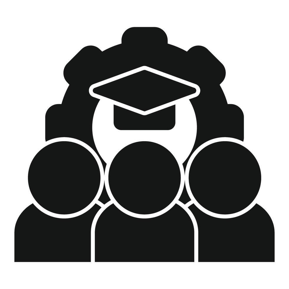Group of students getting ready for graduation with cogwheel mechanism vector