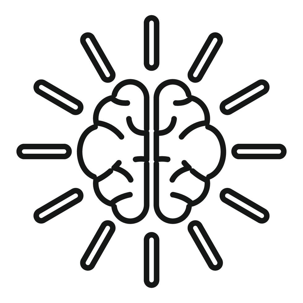 Human brain generating ideas represented by light bulbs vector