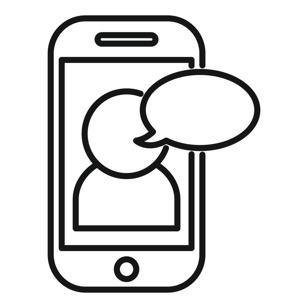 Smartphone showing man talking with speech bubble icon vector