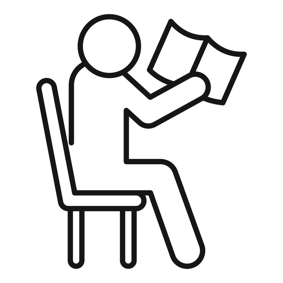 Man sitting on chair reading book icon vector