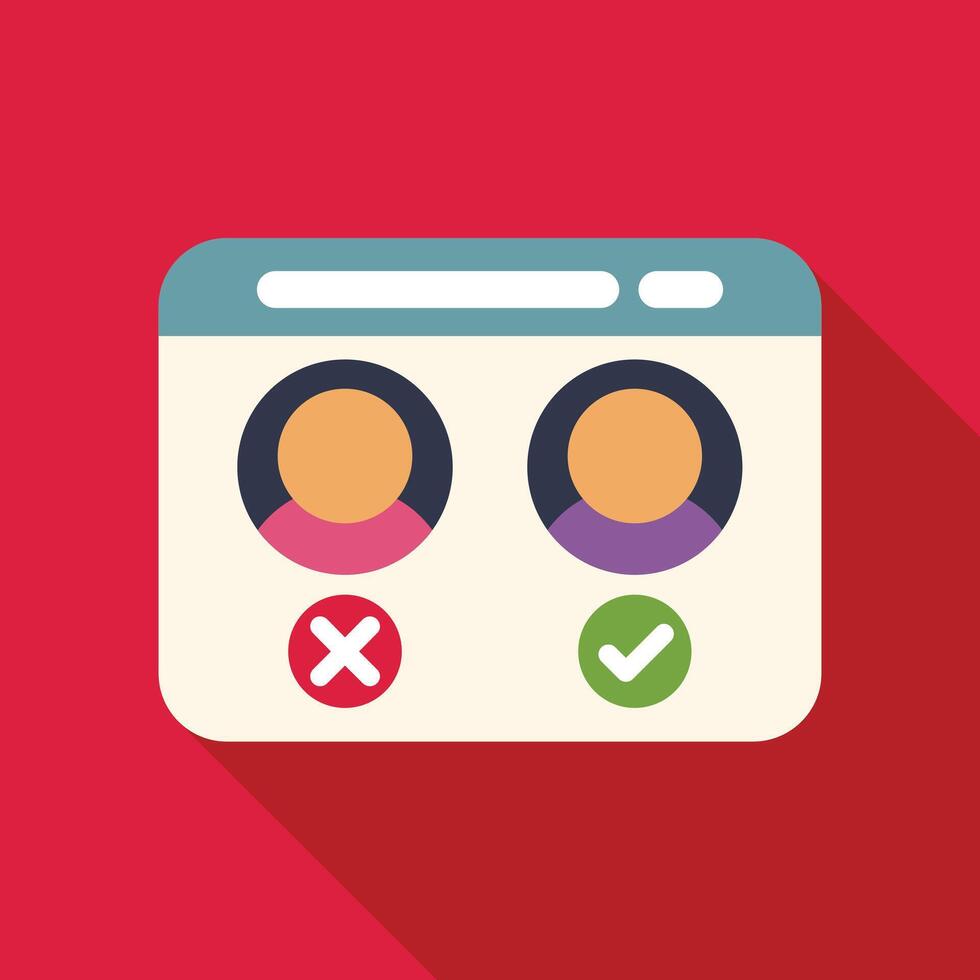 Concept of online dating, social media, choosing right candidate, online survey vector