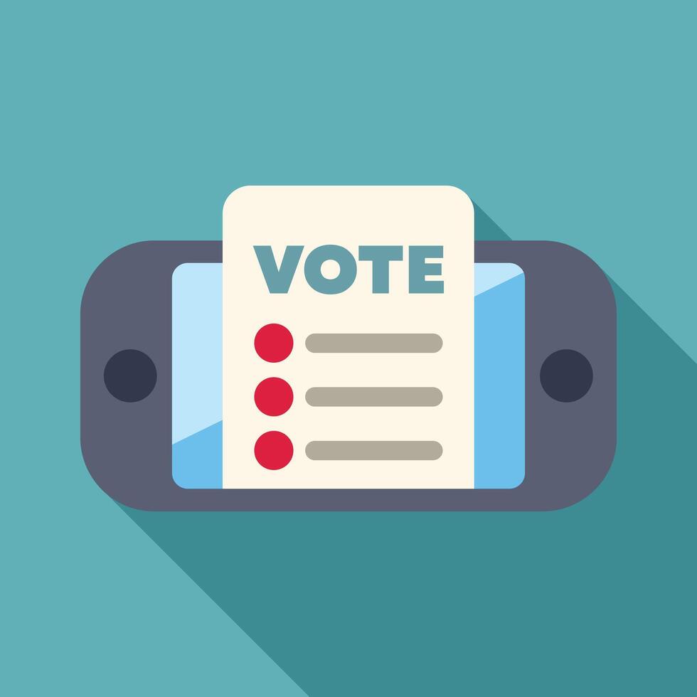 Online voting using smartphone app, mobile politics concept vector