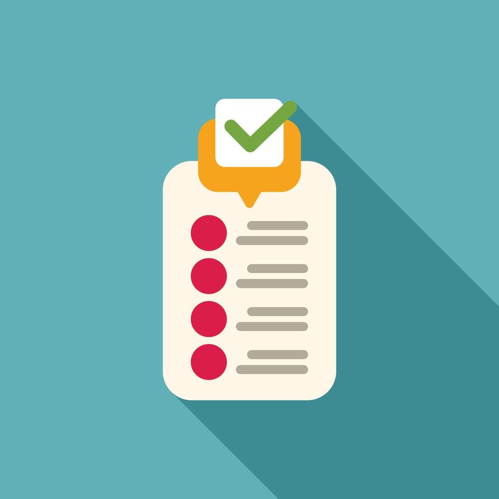 Clipboard showing completed checklist with check mark icon vector