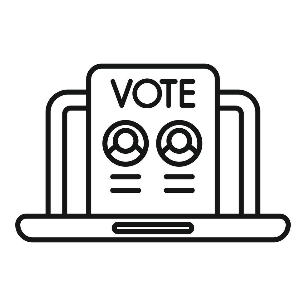Online vote on laptop representing electronic voting system vector