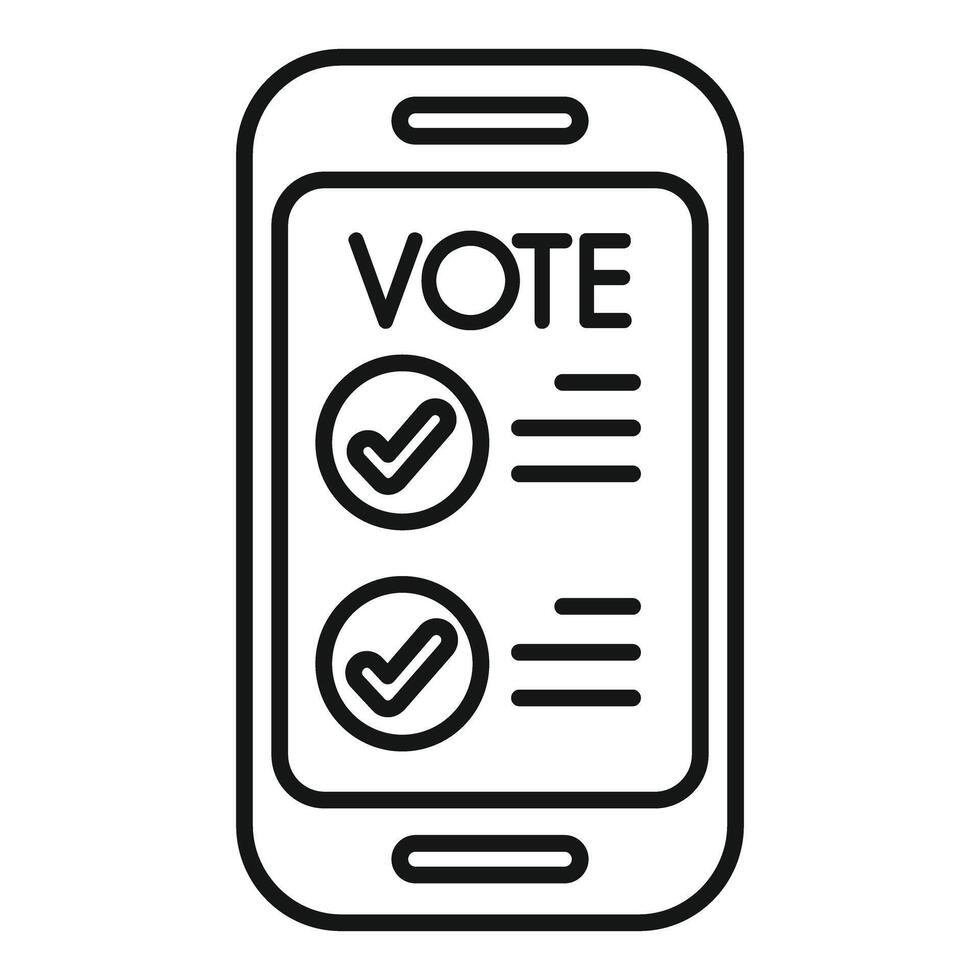 Smartphone showing online voting app with check mark buttons vector