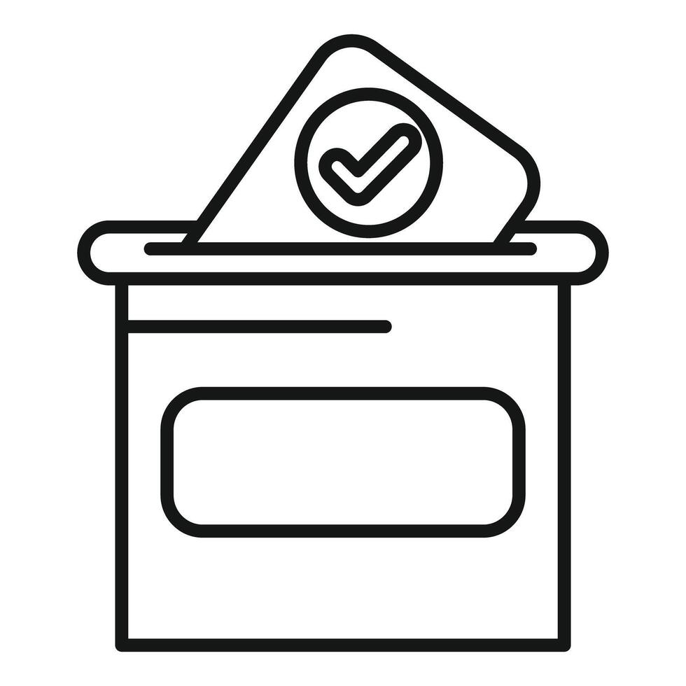 Ballot box putting paper with check mark voting concept icon outline vector