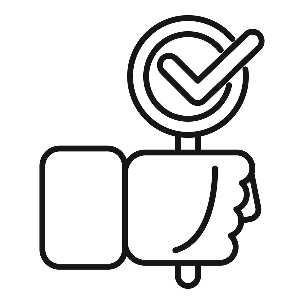 Hand holding sign with check mark, approving choice concept vector