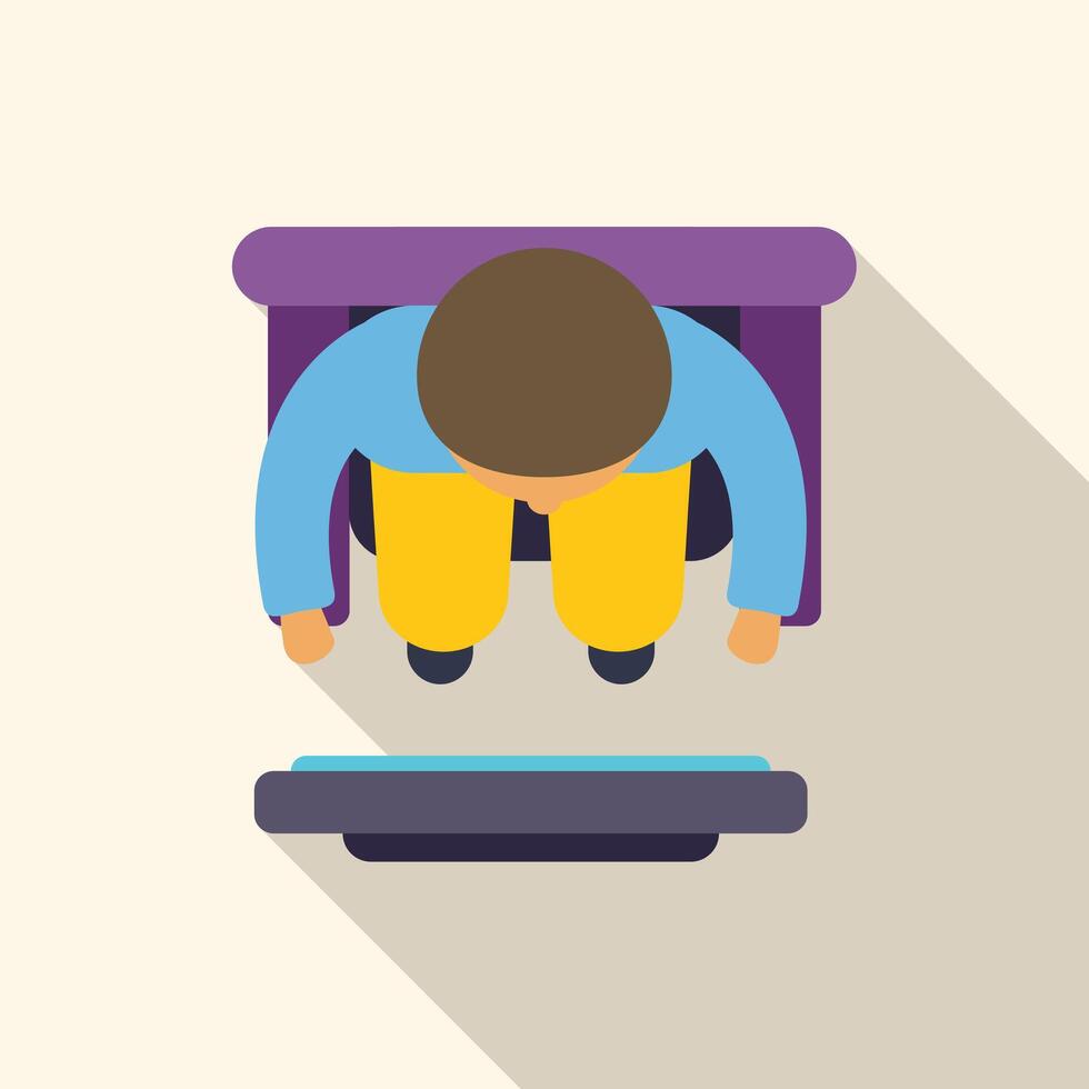 Programmer working using computer sitting on chair top view vector