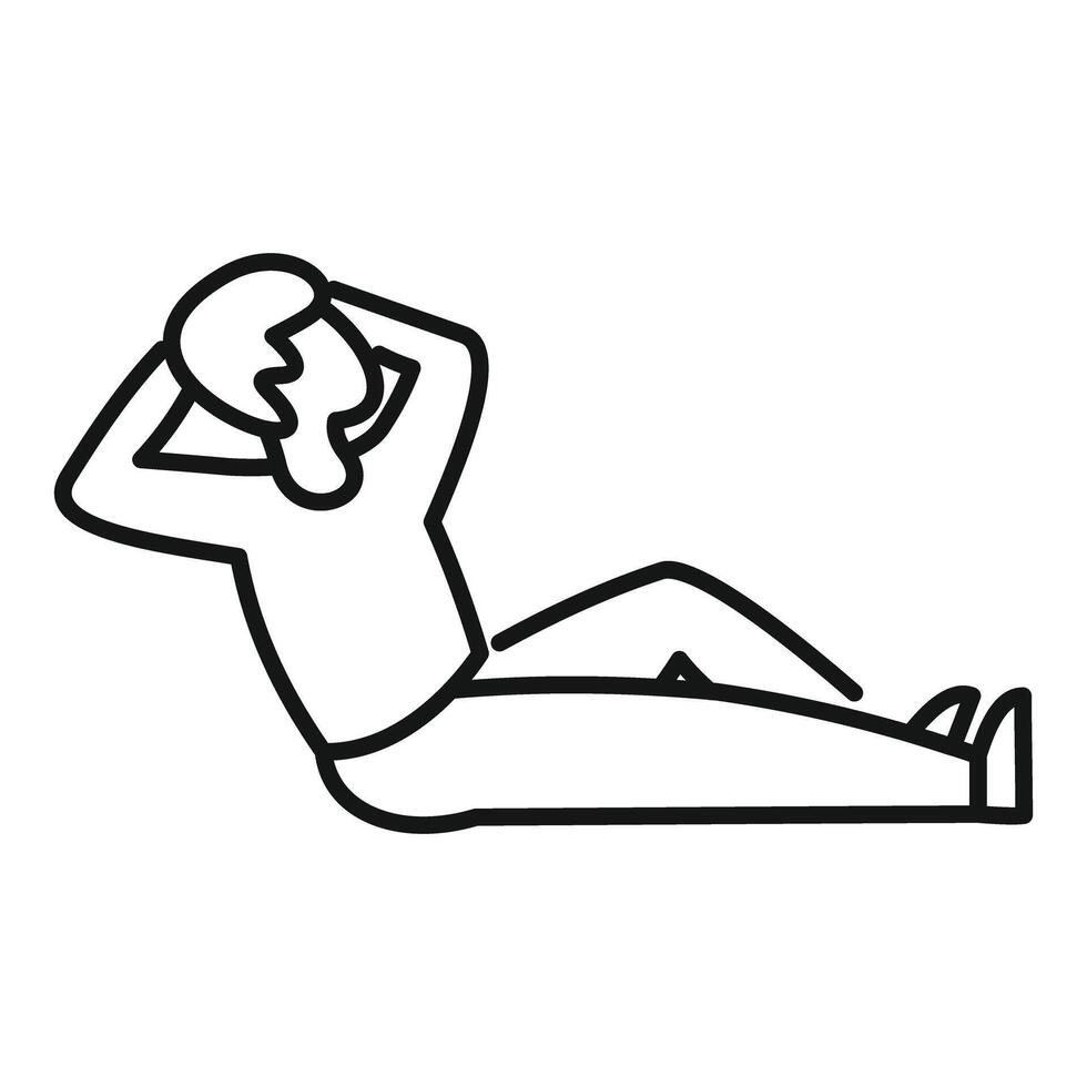 Man doing crunch abdominal exercise workout stick figure icon vector
