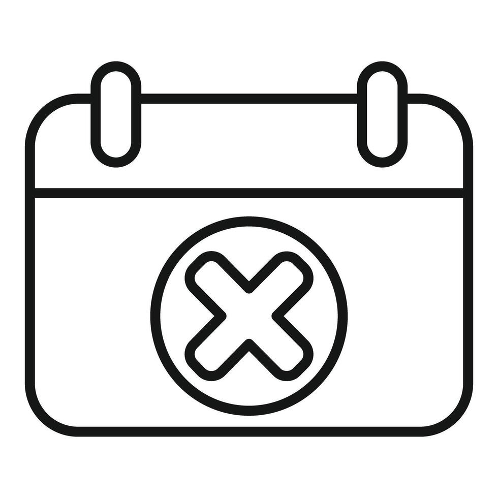 Calendar page with a cross showing canceled day vector