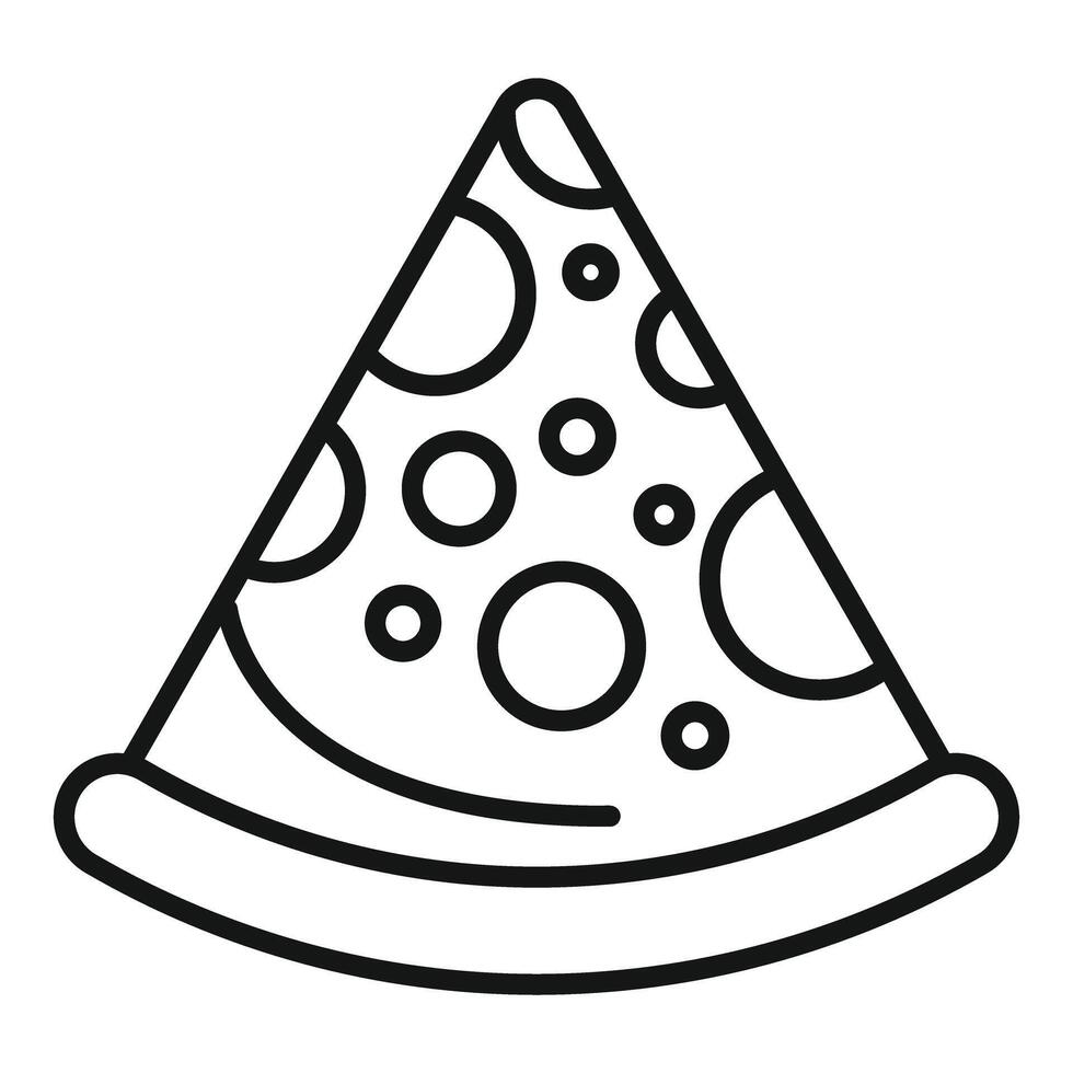 Slice of delicious pepperoni pizza with melted cheese, line art illustration for menu or logo design vector