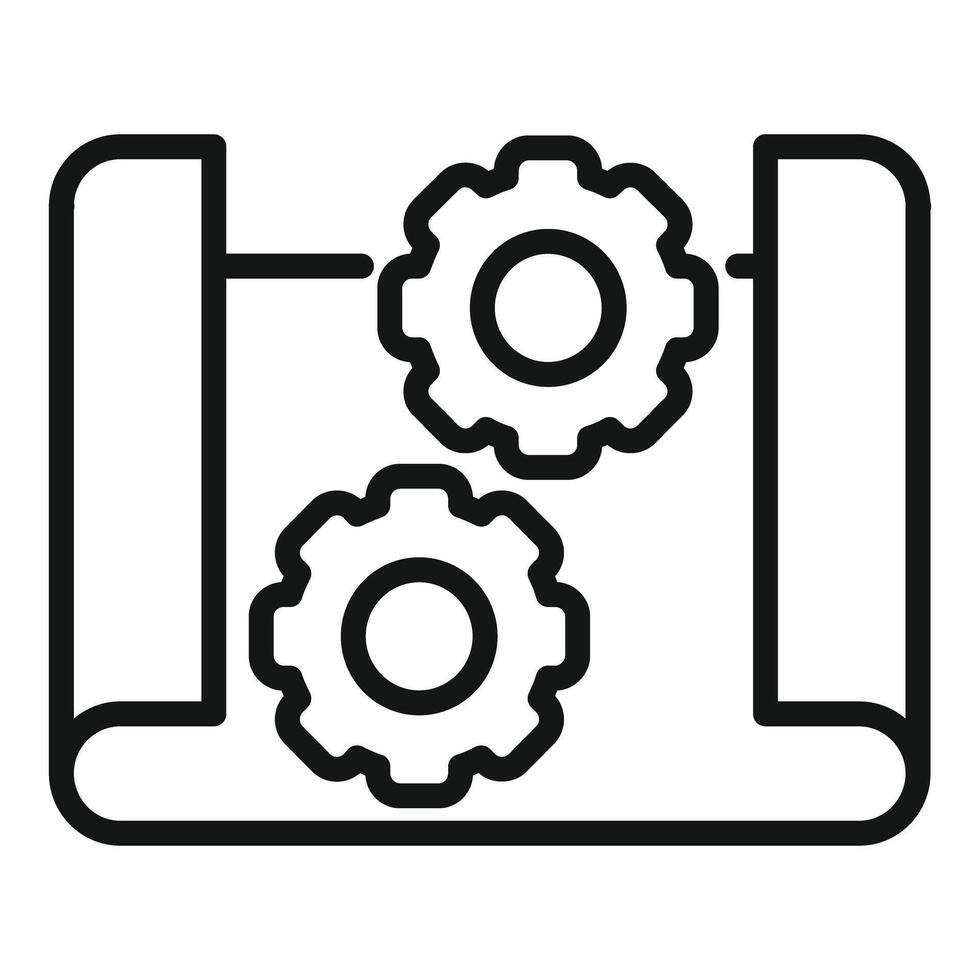 Project development with cogwheels on blueprint symbolising engineering vector