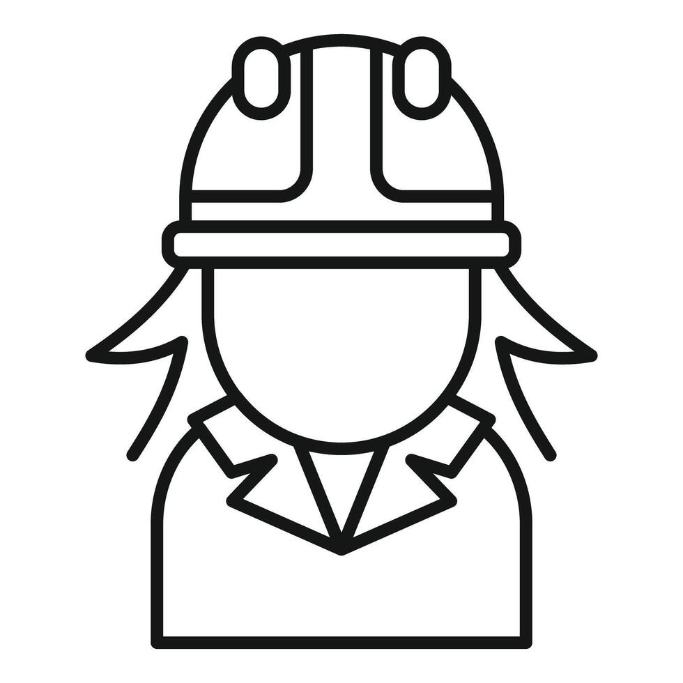 Female engineer wearing protective helmet is looking forward vector