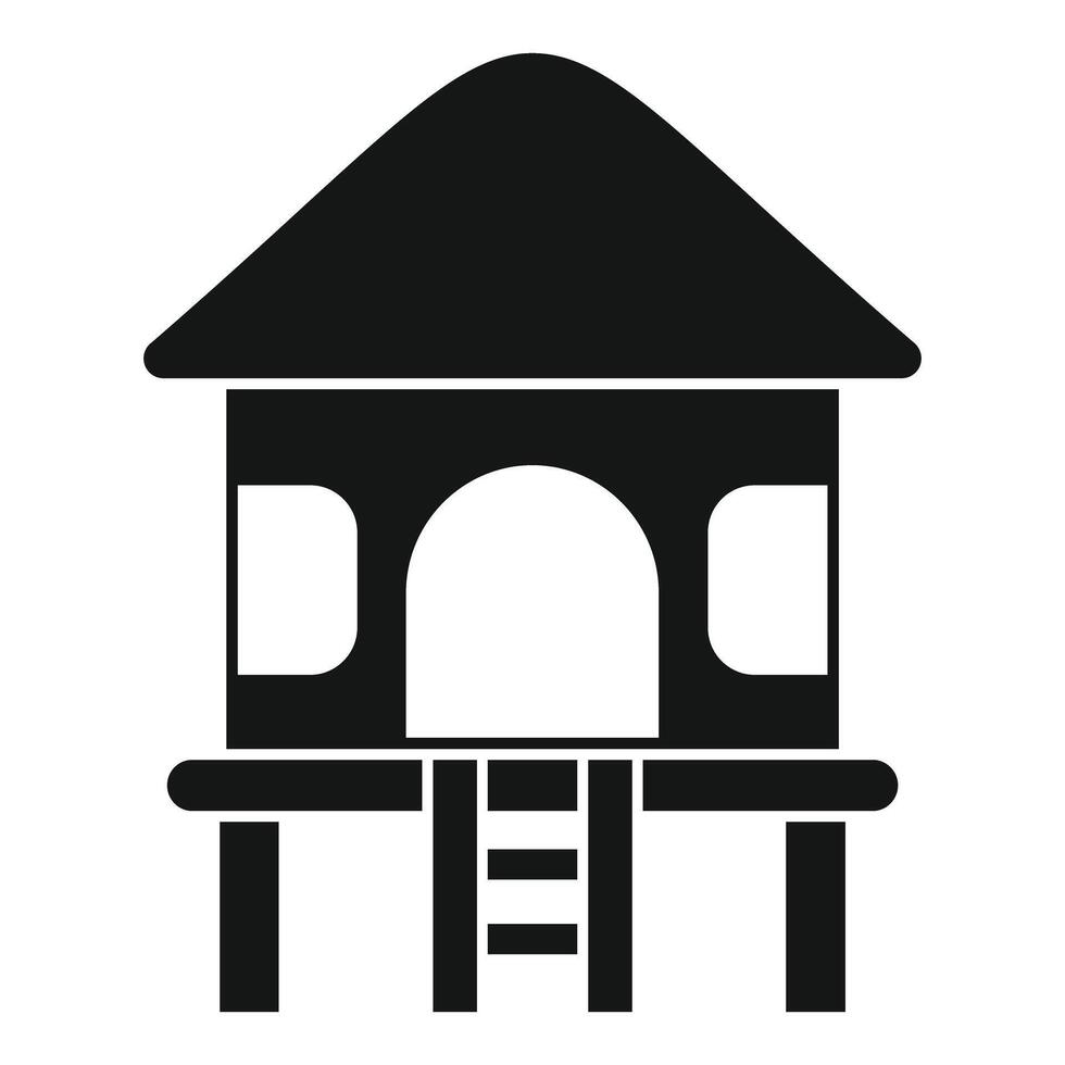 Bungalow on stilts with ladder leading to entrance vector