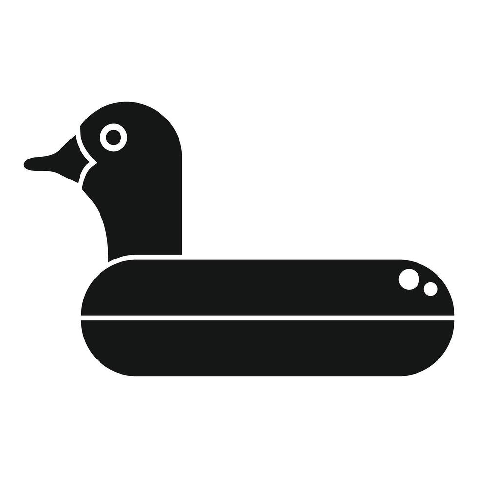 Black inflatable duck toy floating on water surface vector