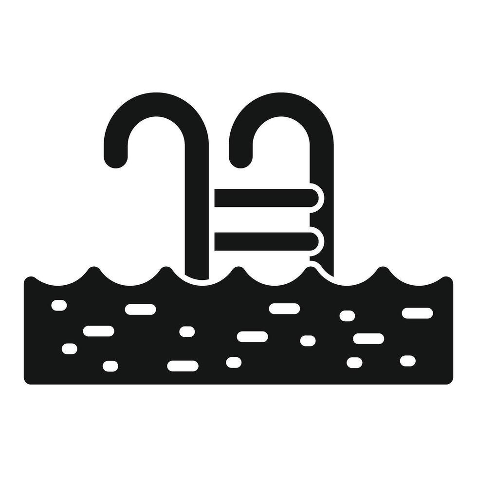 Swimming pool with metal ladder icon showing recreation and relaxation vector