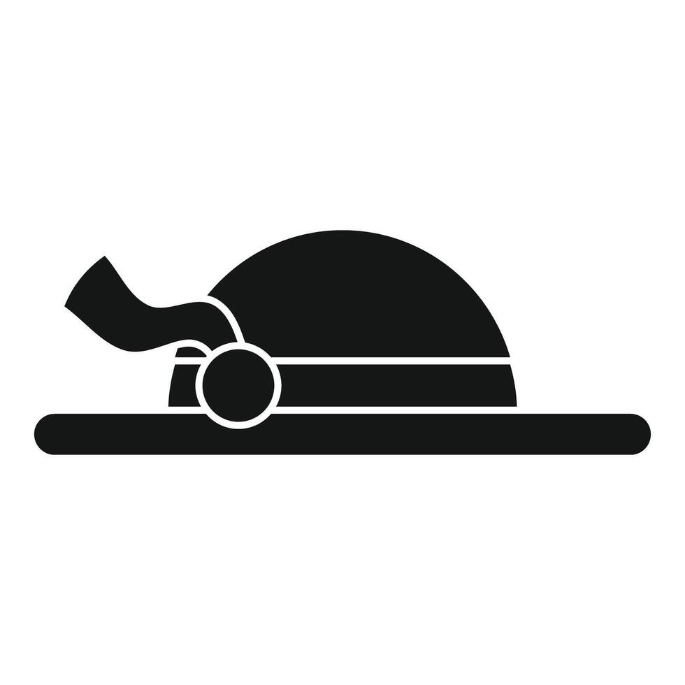 Woman's hat with ribbon bow and round decoration icon silhouette vector