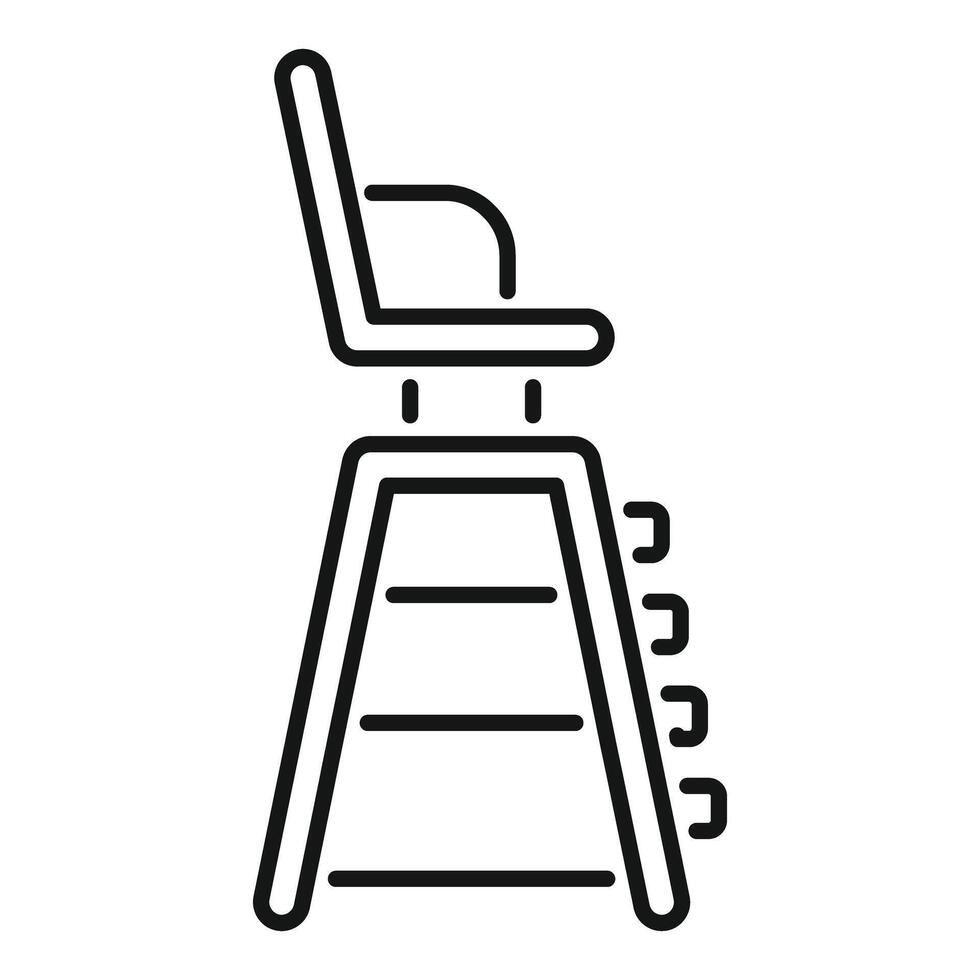 Adjustable baby high chair icon, kid dinner seat outline design vector