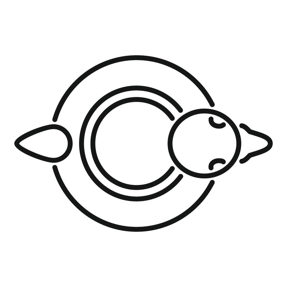 Spaceship flying around earth minimal line art icon vector