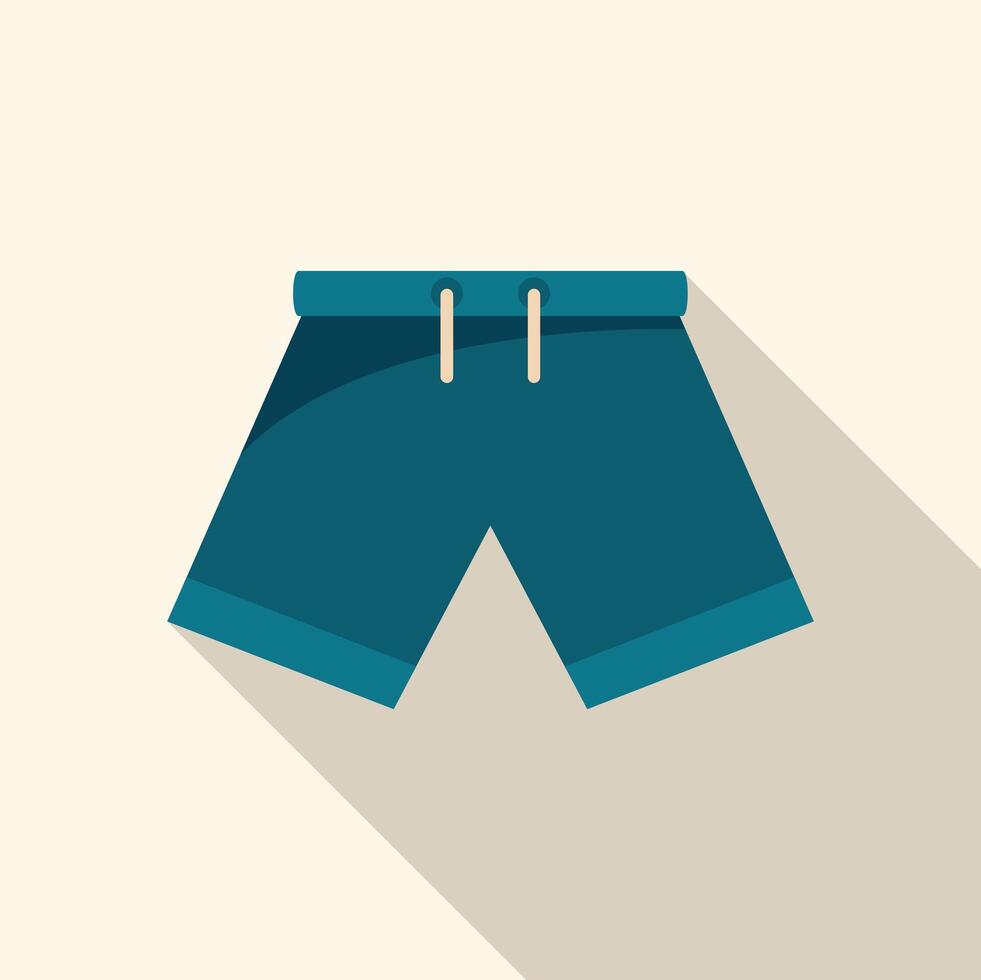 Blue shorts with long shadow, simple flat design of summer menswear vector