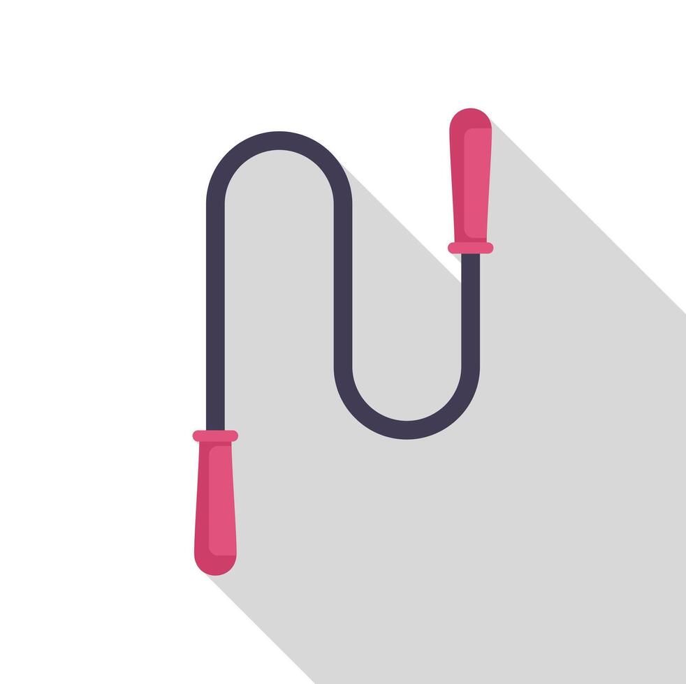 Jumping rope icon representing fitness exercise with long shadow vector