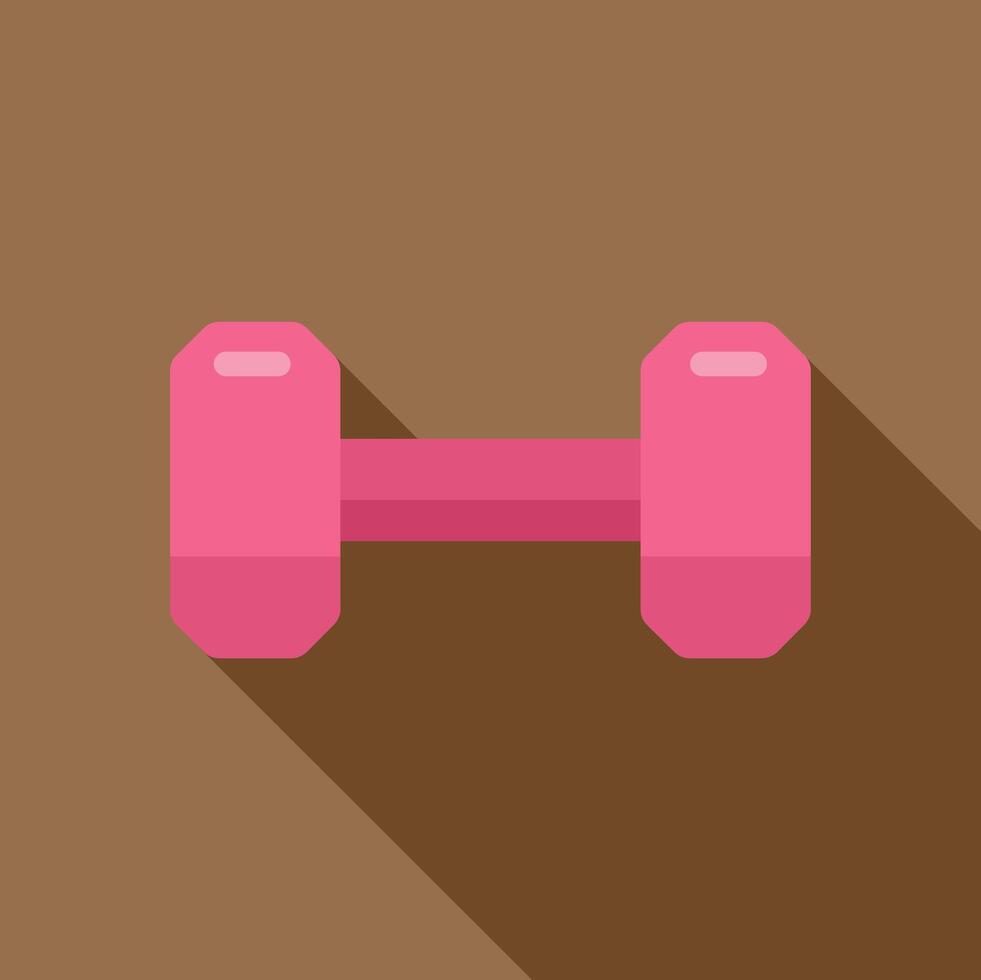 Pink dumbbell casting a long shadow on brown background vector