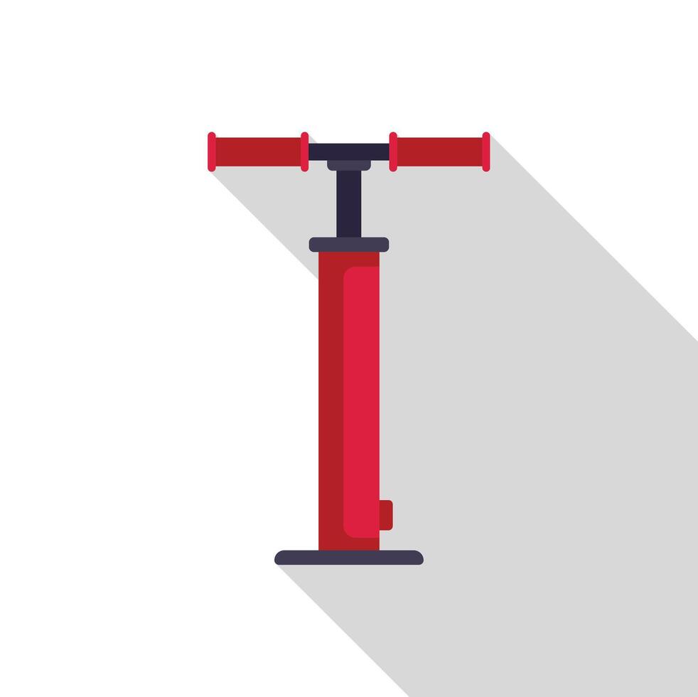 Red manual air pump with long shadow on white background vector