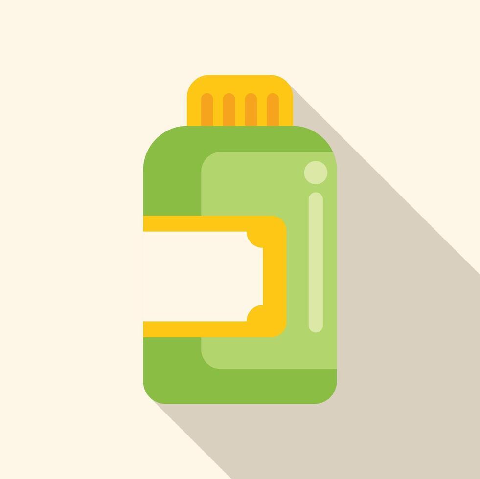 Green medicine bottle with blank label casting long shadow vector