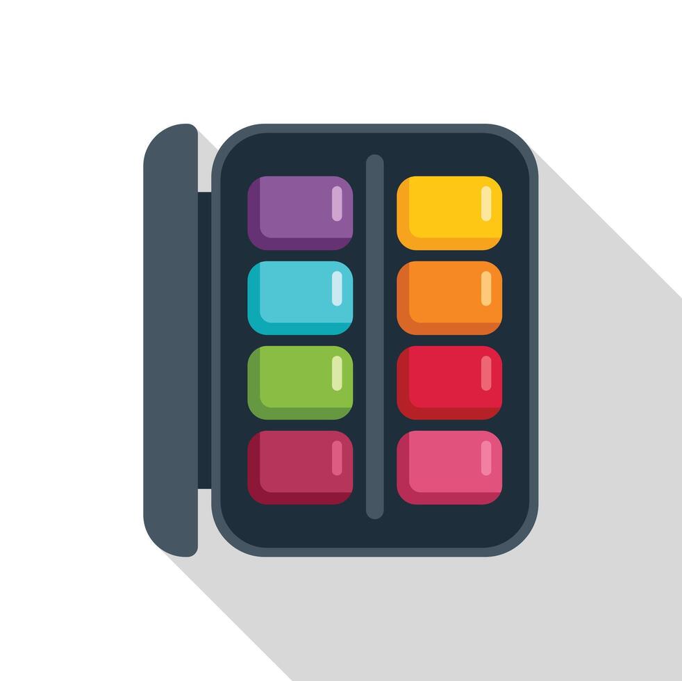 Makeup palette open showing colorful eyeshadows for beauty routine vector