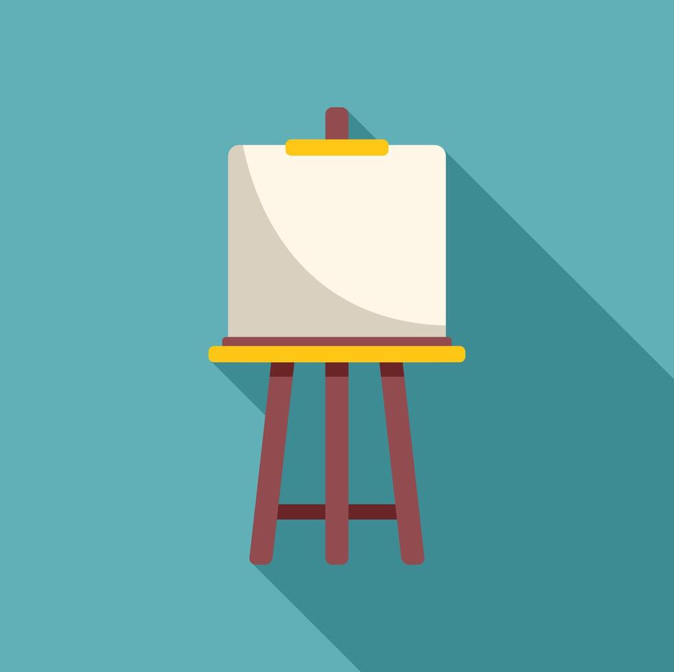 Wooden easel standing with blank canvas for painting vector