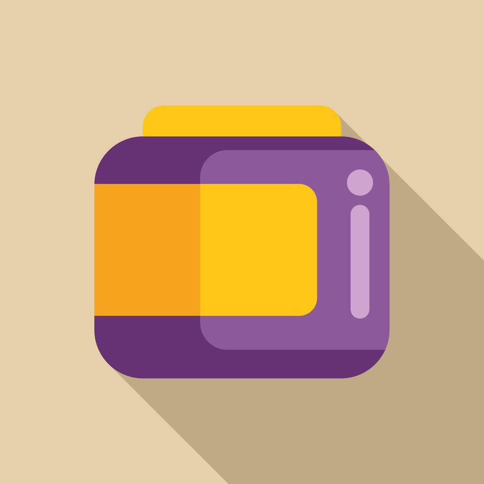 Purple plastic jar packaging mockup with yellow label vector