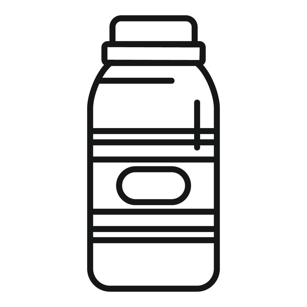 Line icon style illustration of a reusable water bottle with label vector