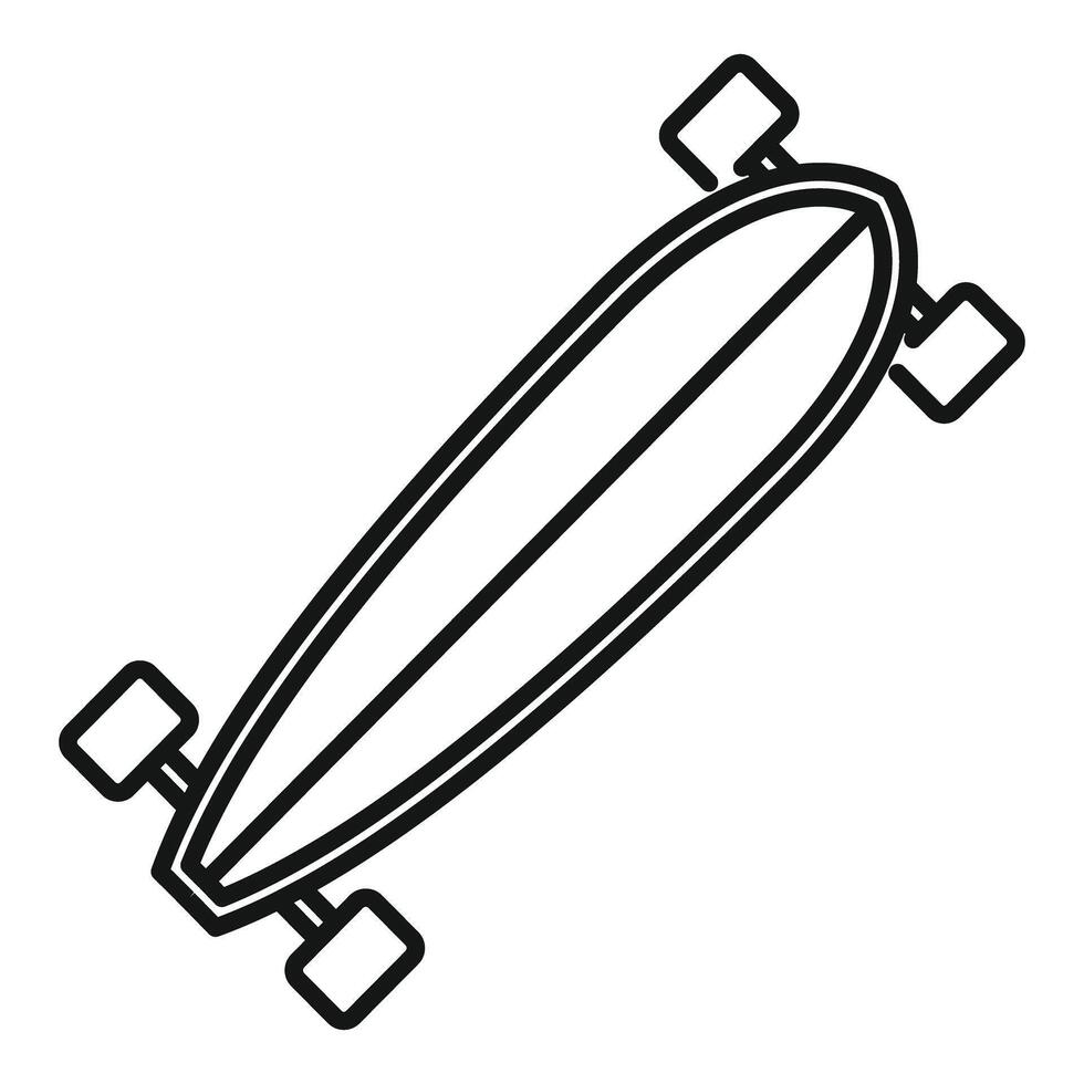 Longboard with four wheels for urban transportation and recreation vector