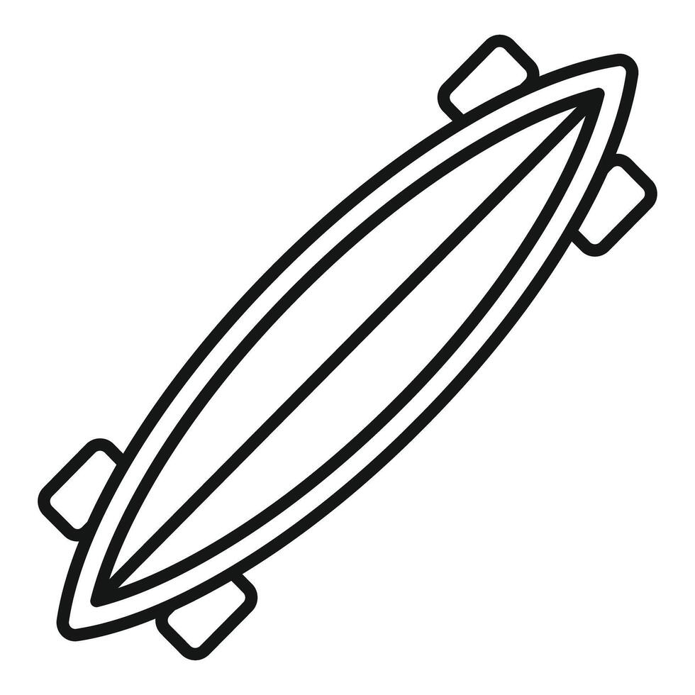 Longboard skateboard top view pushing forward line icon vector