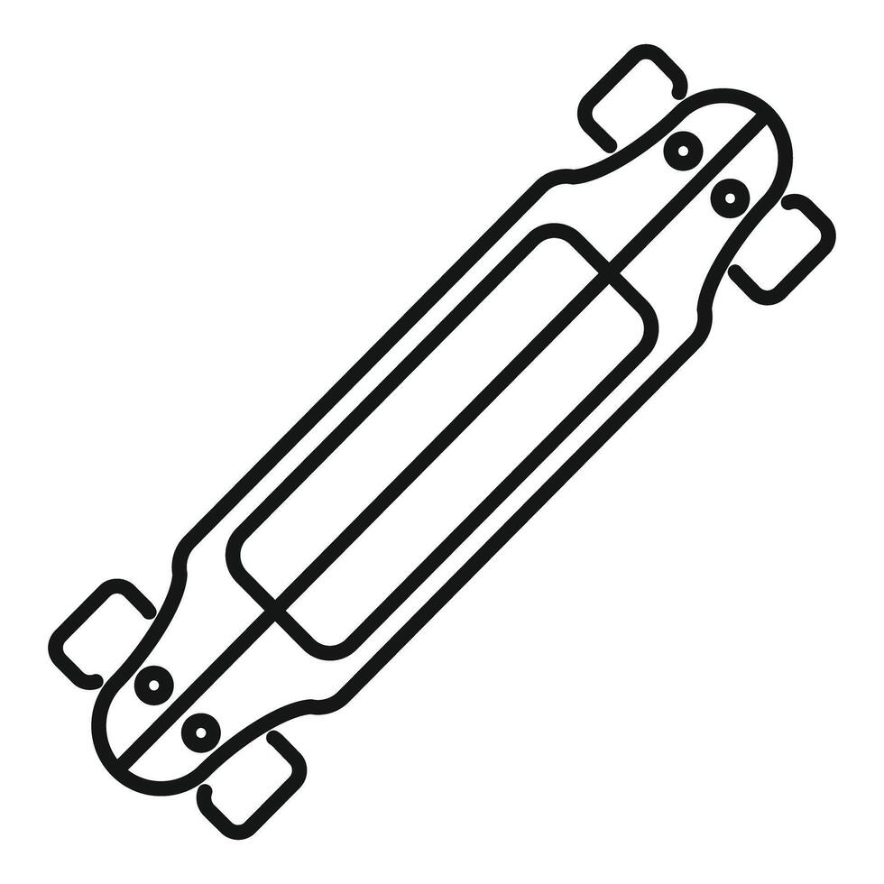 Longboard deck showing from underneath line art drawing vector