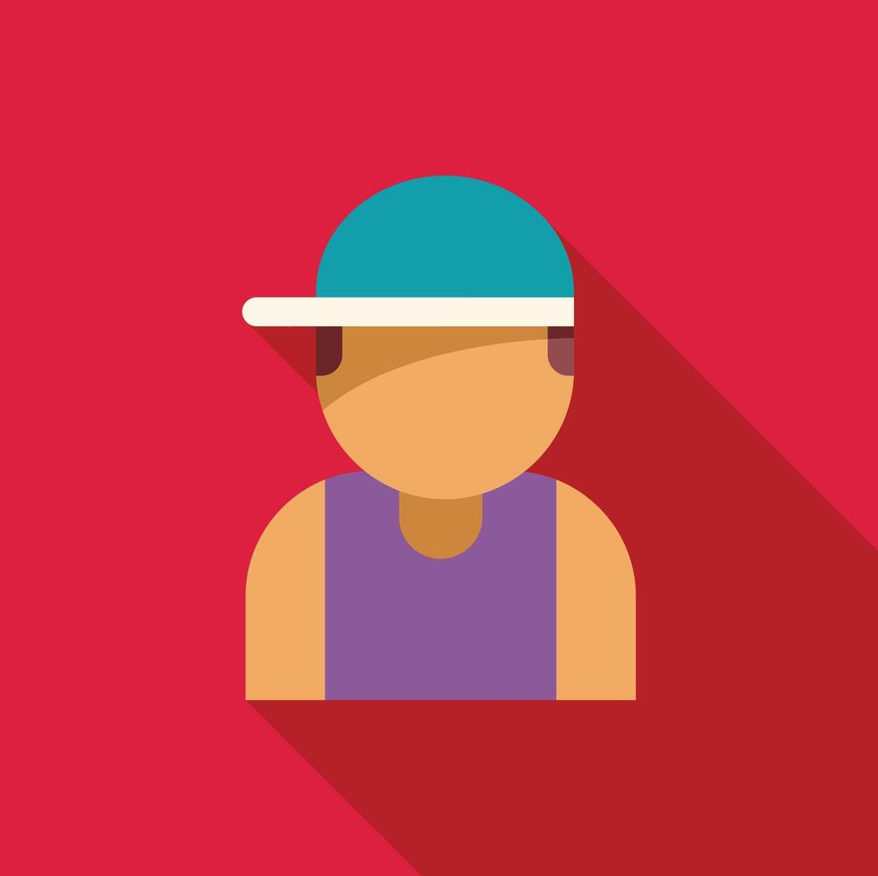 Young man wearing a cap and a tank top is standing on a red background vector
