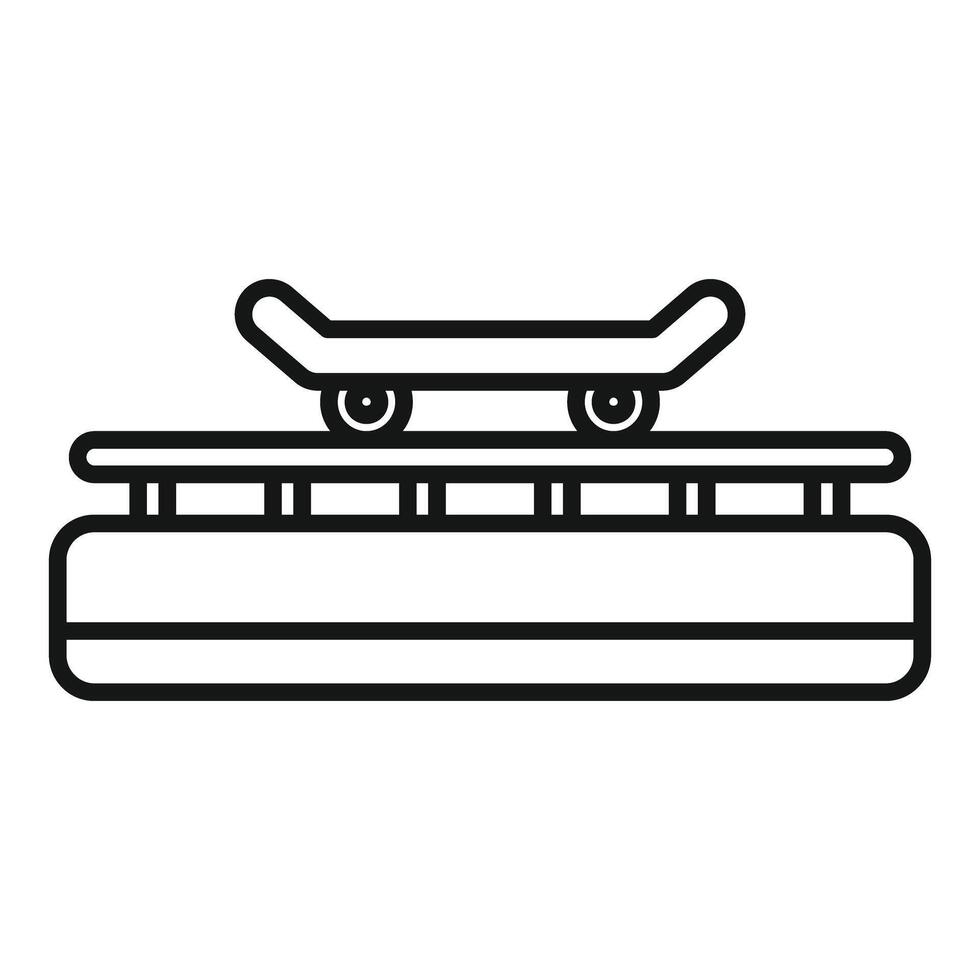 Skateboard factory conveyor belt carrying skateboard to packaging department vector