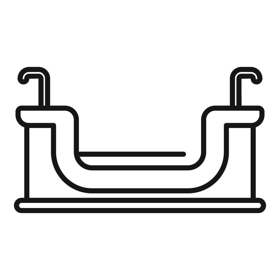 Outline icon of dog potty trainer with pee post indoors vector