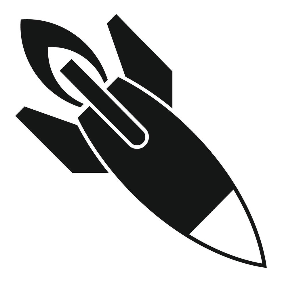 Black and white rocket launching leaving fire trail vector