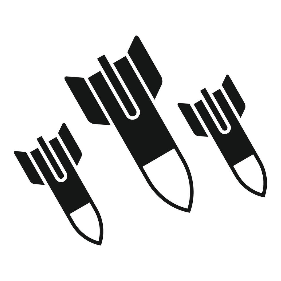 Three nuclear rockets flying down with white warheads vector