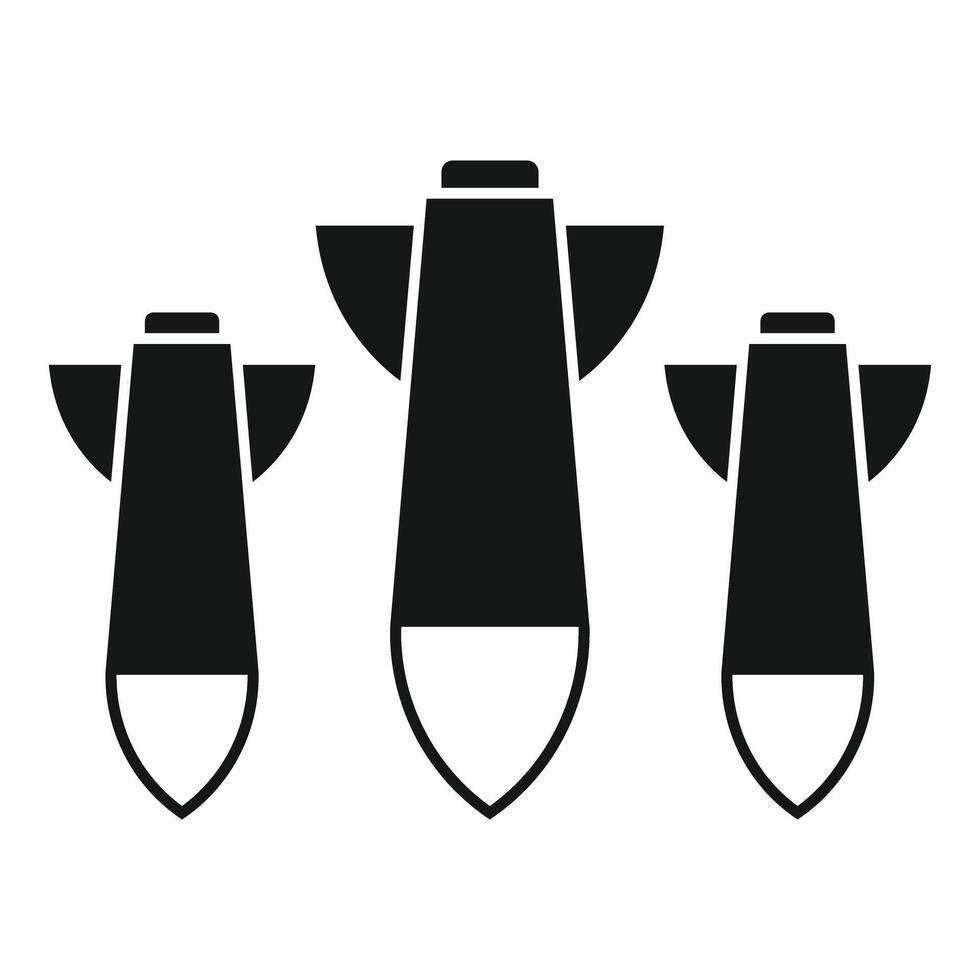 Three nuclear bombs increasing in size representing danger vector