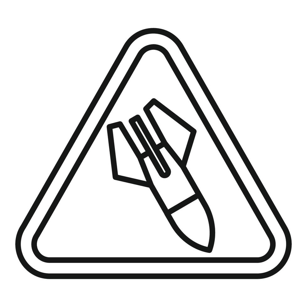 Warning sign featuring a falling bomb for military operations vector