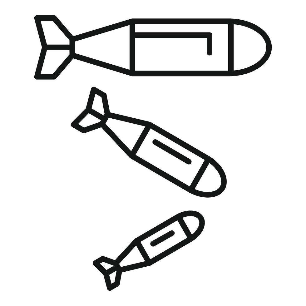 Set of three different size bombs falling from sky vector
