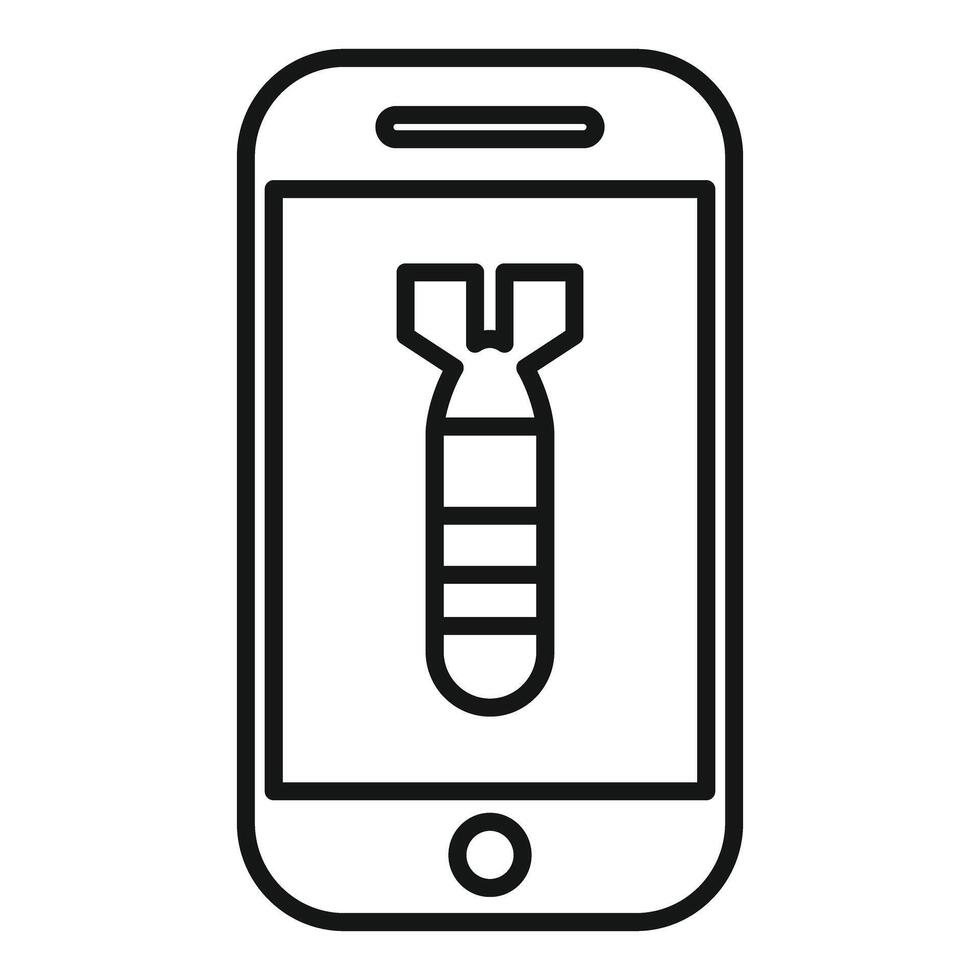 Smartphone showing bomb threatening message using thin line icon design vector
